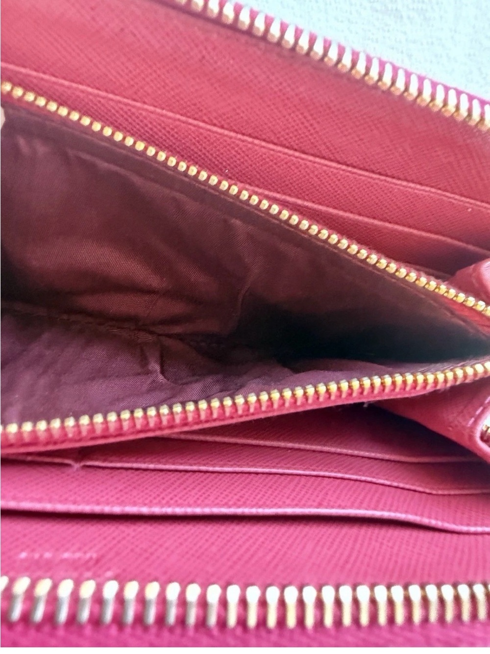 Prada Saffiano Zip-Around Wallet in Peony/pink with Gold Hardware - Picture 7 of 10